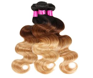 Siyusi -Haarprodukte Malaysian Indian Peruanian Brasilian Hair Bündel Zwei -Ton -Dunkle Wurzeln Blonde Ombre Körperwelle Jungfrau Humanes Haar3760696