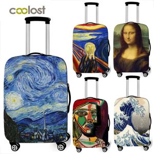 Accessori Van Gogh Art Oil Painting / Janpan Wave / Mona Lisa Bagagu Gaag Protective Cover Elastic Suitcase Copertura antidust Trolley Cover