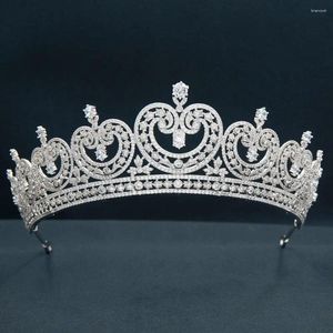 Clipes de cabelo de zircônia cubica clássica real tiara para casamento princesa tiaras diadema menina baile de festa jóias CH10370