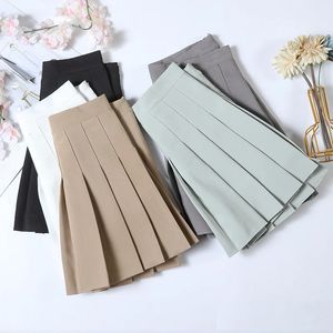 Kvinnor kjol med shorts vårkorea stil kläder brun en linje hög midja y2k mini saias sommar svart veckad kjol för flickor 240421
