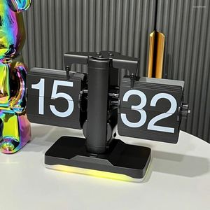 Tischuhrs Flip Clock mit Slip Matte Rotary Switch Big Digital Design Retro Automatic Turning Desk für Wohnzimmerbüro zu Hause