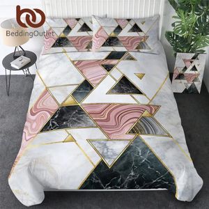 Zestawy pościeli Marmurowy zestaw luksusowy zestaw geometryczny kołdra kamienna modna kołdra natura kolorowy bedspread king 3pcs