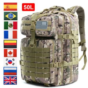 Taschen 30l/50L Militärtatik Rucksäcke Männer Sport Wandercamping Rucksack Mann Tasche mit Flagge Patch Gym Crossfit Rucksack 900D Nylon