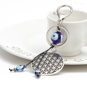 Keychains Evil Eye Key Clover Pendant Shape Flower of Life Chain Car