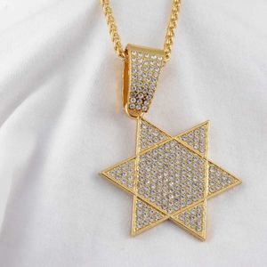Ожерелья полная микрооплачиваемая кристалл Израиль Менора иудаизм иудаизм Еврейский колье Звезда Дэвида Золотого Цвета Религиозные ювелирные изделия для мужчин женщин