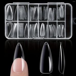 False Nails 240Pcs Long Soft Gel Nail Tips Clear Acrylic Almond Shaped Full Cover Press On For Salon Extensions