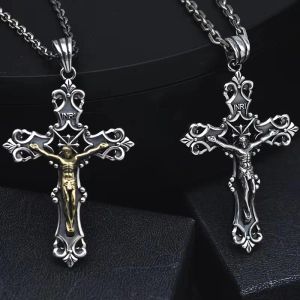 Necklaces Trendy Men Women S925 Sterling Silver Jesus Cross Necklaces Pendant for Male Female Birthday Party Jewelry Accessories