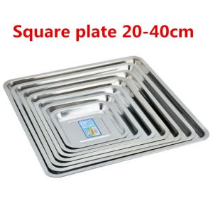 Grills square stainless steel plate grill bbq Storage tray steamed grilled fish dish rectangular plate tray for food thickening pans