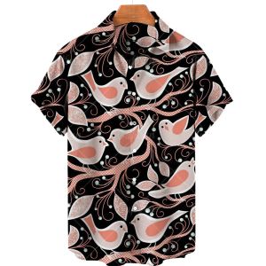 Shirts 2023 Original Men's Shirts Summer New 3d Animal Print Hawaiian Shirt Casual Button Neck Loose American Fashion Top Big Clothes