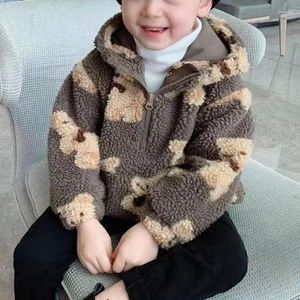 Jackets Boy Bear Fleece Kids Coats Fashion Children Outerwear Winter Spring Autumn 2024-A007