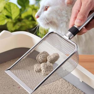 Housebreaking Metal Cat Litter Shovel with Handle Hole Pet Waste Spoon Cleaning Tool Kitten Scooper Cats Litter Tray Sifter Sand Pets Supplies