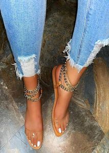 Summer Summer Flat Sandals على غرار روما سلسلة ألوان صلبة مفتوحة إصبع القدم في الهواء الطلق Women039S أحذية 2021 Trendy Ladies Slipper Plus 43 Y4948253