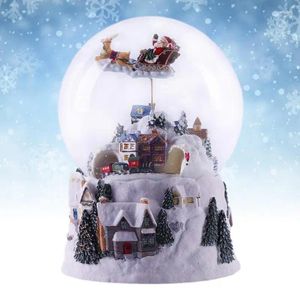 Dekorative Figuren Musical Snow Globe Music Box Rotate Light Glass Lights Weihnachtsgeschenk mit Santa Claus Crafts Desktop Dekor