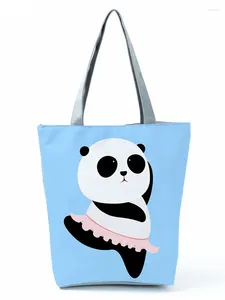 Shoulder Bags Dancing Cartoon Panda Bag Ladies Eco Friendly Shopping Cute Fashion All-Match Women Simple Portable Tote Female