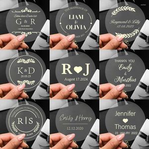 Partyversorgungen personalisierte goldene geflüchtete Dankesbezeichnungen für Hochzeit Gefälle Geschenkbox Logo Seals Custom Clear Candle Stickers Decoraton