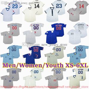 Film XS-6xl Custom XS-6xl Baseball Jersey 14 Ernie Banks 22 Bill Buckner Ron Santo Dave Kingman Ryne Sandberg Mark Grace Sammy Sosa Jody Davis Mark Grace Maglie