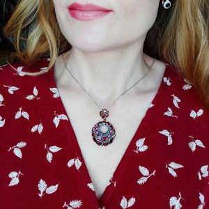 Necklaces GEM'S BALLET Round Natural Garnet Gemstone Pendants 925 Sterling Sliver Vintage Necklace For Women Wife Gift Fine Jewelry