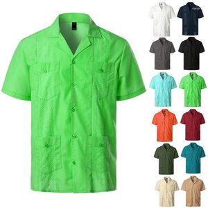 Erkekler için Rahat Gömlek Erkekler için Avrupa ve Amerikan Kısa Kollu Doğu Tarzı 14 Renk