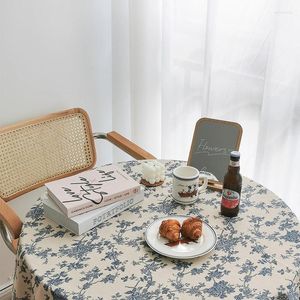 Table Cloth Mooney Ins Rustic Floral Tablecloth French Vintage Cotton And Linen Picnic Blue Fabric Dormitory Desk