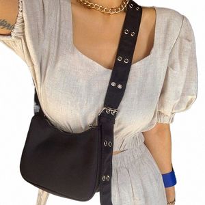 new Nyl Bag Women Vintage Black Shoulder Bag Casual Girls Armpit Bag Solid Color Handbag Street Crossbody sac a main femme Y4Hq#