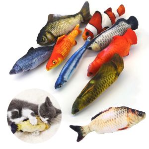 Treinadores de brinquedos de brinquedos de gato entretenimento peixe luxuoso travesseiro recheado 20 cm de peixe peixe brinquedo peixe interativo Cresce