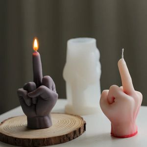 Cerâmica 3D Candle de capa de dedo médio Molde de silicone Diy Gesto Aromaterapia Art Art Soap Soap Crafts Fazendo ferramentas de festa de festas de férias