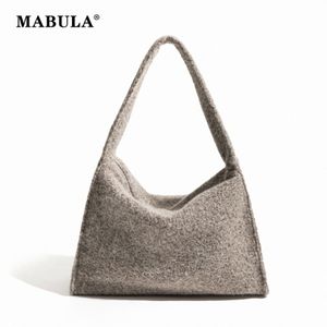 Mabula Solid Color Fux Furx Woman Bote Bag Simple Vintage Fluffy Fluffy Brand Brand Design Spalla Phe Borsa Q5vn#