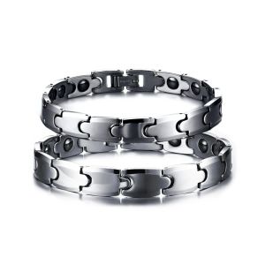 Strands Couple Tungsten Bracelets for Men Women Hematite Health Energy Chain Link Lovers Wristband Magnet Jewelry Benefits Waterproof