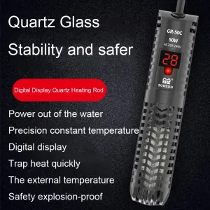 Aquariums Aquarium Submersible Heater Fish Tank Quartz Glass LCD Display 220V Digital Heating Rod Constant Temperature Control 100W 200W