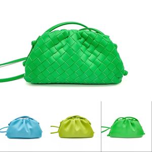 Cloud designer bag for women mini pouch shoulder bag handbags multi color weave leather crossbody bag makeup green yellow solid messenger bag luxury xb032 C4