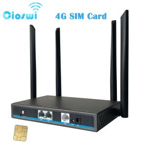 Routers Cioswi Home 4G SIM Router 300Mbps WIFI Inside LTE Modem 2*LAN WAN Openwrt Firmware WI FI Roteador 2.4G 4G Antenna WiFi 802.11b