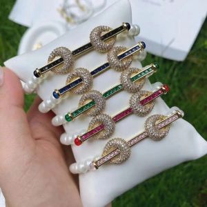 Bransolek 5pcs, moda Pearl Shell Bracelets Bracelets Charm cyrkon złącze Bracelet Brzesko dla kobiet kolorowa biżuteria