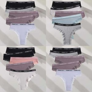 Трусики женские финины 5pcs/set m-xxl хлопковые буквы Thong Girls Бразильские трусики Сексуальное кружевное белье для женского нижнего белья бикини