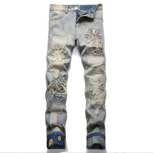 Designer calça jeans calças jeans jeans high street lavado desgastado