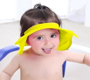 New adjustable Infant Baby Shower Cap Silicone Shampoo Ear Protection Cap Kids Bath Visor Hat Hair Wash Shield3902545