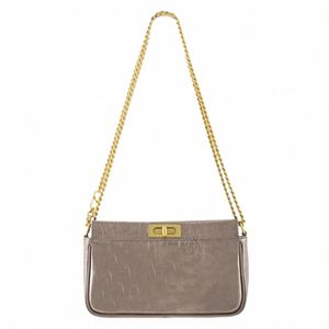 Donne della cinghia a catena in metallo ascargia borsa a tracolla bianca sier piccola borsa crackle in pelle di crackle in pelle femminile da donna 60ng#