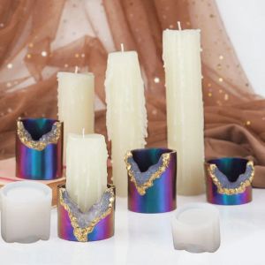 &equipments DIY Epoxy Resin Mold Crystal Candle Holder Candle Base Storage Cup Crystal Cluster Cup Silicone Mold