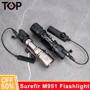 Scopes Tactical Surefir M951 Powerful Strobe Metal Flashlight Dual Function Switch QD Quick Release Base Fit 20mm Rail Hunting Light