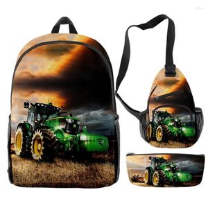 Rucksack Neuheit Traktormuster Set Teenager Boy Girl Kleinkind Kid School Book Taschen Frauen Frauen Mochila Bolsa