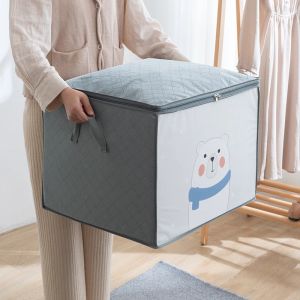 Storage Quilt Clothes Organizer Storage Bag Closet Cartoon Portable Box Folding Pillow Quilt Blanket Wardrobe Move Home Accessories