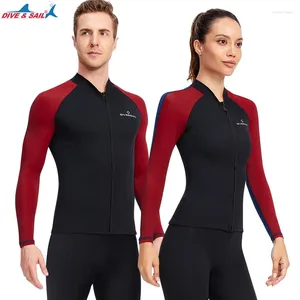 Kvinnors badkläder Wetsuit Top Women Men 1,5 mm neoprenjacka långärmad i lycra utslag vakter skjorta uv solskydd upf50