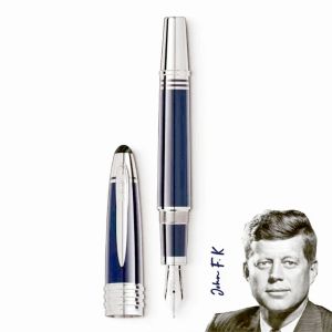 Pens Great John Kennedy Fountain Rollerball Ballpons canetas MB Luxo Blue Metal escrevo Teatro de papelaria com número de série JFK