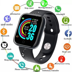 Saatler D20 Pro Smart Watch Y68 Bluetooth Fitness Tracker Sports Saat Kalp Hızı Monitör Android IOS için Kan Basıncı Akıllı Bilezik