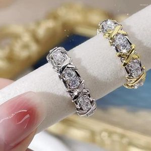 Clusterringe Frühling verkaufen S925 Sterling Silver Cross Full Diamond Advanced Paar Ring Boutique Gedenkgeschenk