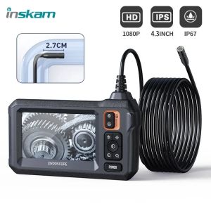 Kameror InSskam Industrial Endoscope Camera 1080p 4,3 tum IPS Enkel linsrörsbil Inspektionskamera med 8mm IP67 Vattentäta 8 lysdioder