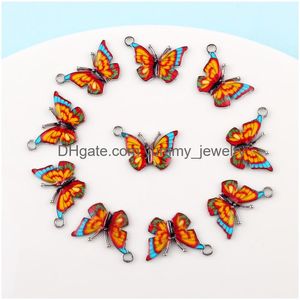 Charms Fashion Colorf Butterfly Clasp Diy Pendants Jewelry Accessories Alloy Drip Oil Keychain Drop Delivery Findings Components Ottjn