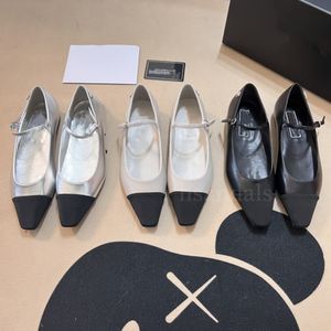 Kanal kvinnor Mary Jane Luxury Dress Shoes Black White Designer Sneaker Shoe Loafers Casual Shoe Office Platform äkta lädertränare Storlek 35-40