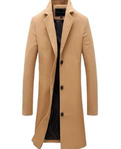 Men039s Trench Coats Men Winter Coat Moda Moda Sólida Longa Jaqueta Male Male Vintage Single Breasted Business Mens CAAT PLUS TAMANHO WO2611599