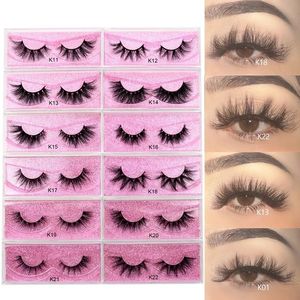 22mm Mink Hair False Eyelash 5D tjocka ögonfransar Simulerade ögonfransar Mink Natural Long Eye Lashes Fluffy Eyelash Extension Make Up Tools Fake Lash