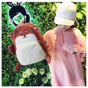 Backpack Japanese Funny Kawaii Cartoon Animal Dog Corduroy Cute Large Capacity Schoolbag Female